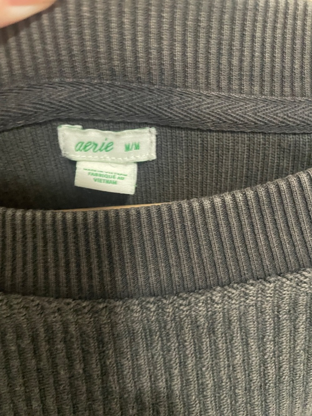 aerie Oversized Ribbed Crewneck Sweatshirt in Charcoal M - Picture 2 of 8
